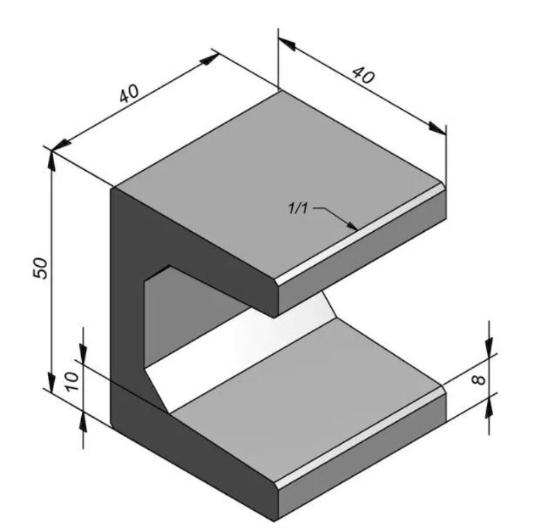 Ebema U-element 50x40x40 grijs